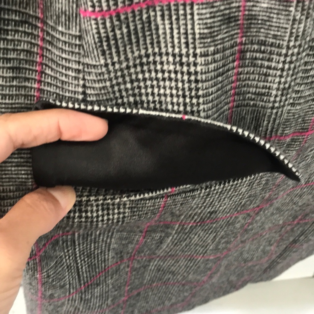 J Crew Glen Plaid Topcoat Wool Black Ivory Plum Size 4 - Picture 12 of 16